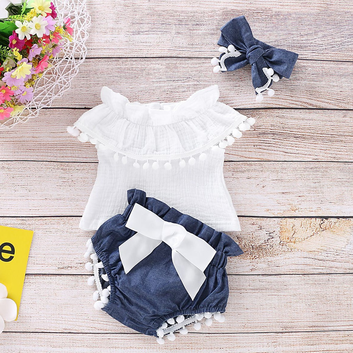 PomPom Bloomer Baby Set - Meadow Ivy