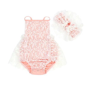 Princess Lace Romper & Bow Headband