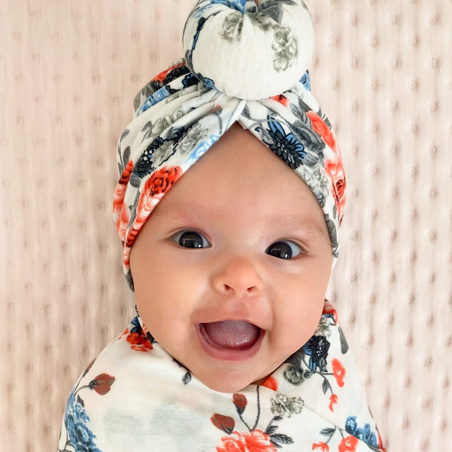 Swaddle Blanket Matching Turban Set Meadow Ivy