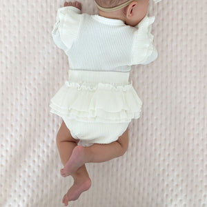 Ribbed Flutter Sleeve Bloomer Set