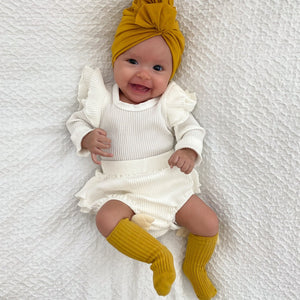 Ribbed Flutter Sleeve Bloomer Set