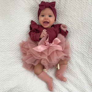 Ribbed Ruffle Pant Set w/Headband