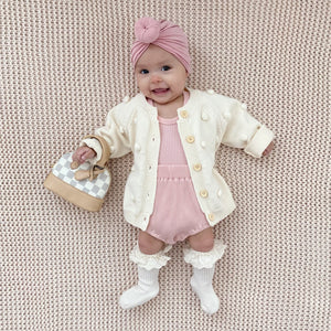 baby popcorn pom pom sweater milan checkered mini purse donut turban ruffle socks