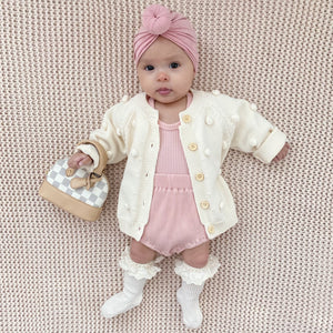 baby popcorn pom pom sweater milan checkered mini purse donut turban ruffle socks