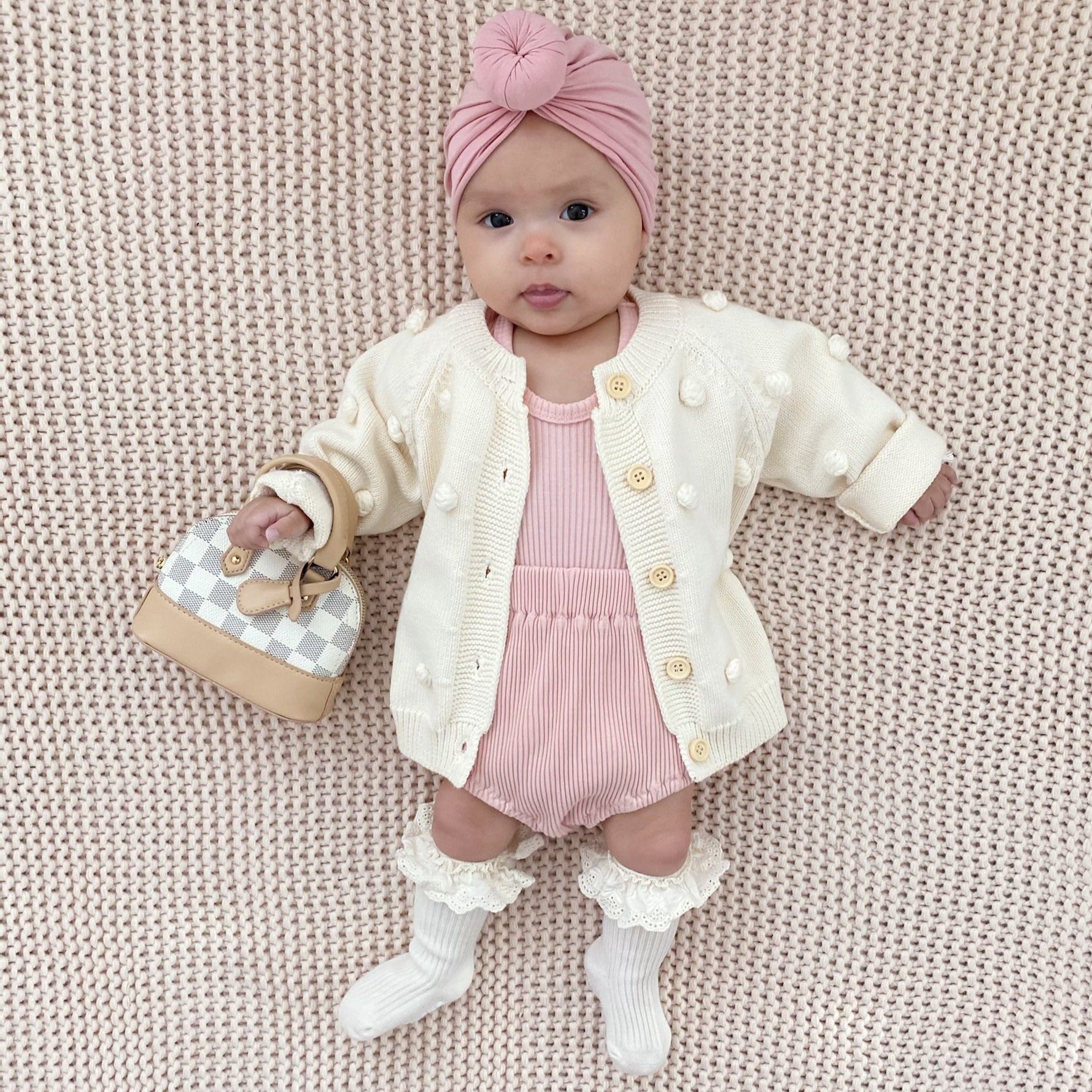 pink baby donut turban