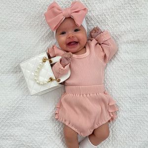 Ribbed Flutter Sleeve Bloomer Set