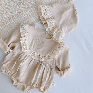 Vintage Eyelet Romper w/Bonnet Set