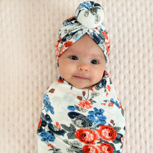 Swaddle Blanket & Matching Turban Set