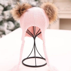 Double Pompom Tassel Beanie
