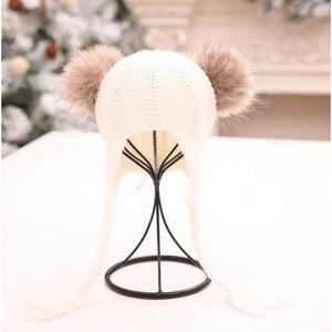 Double Pompom Tassel Beanie