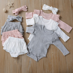 Ribbed Flutter Sleeve Bloomer Set