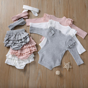 Ribbed Flutter Sleeve Bloomer Set