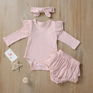 Ribbed Flutter Sleeve Bloomer Set